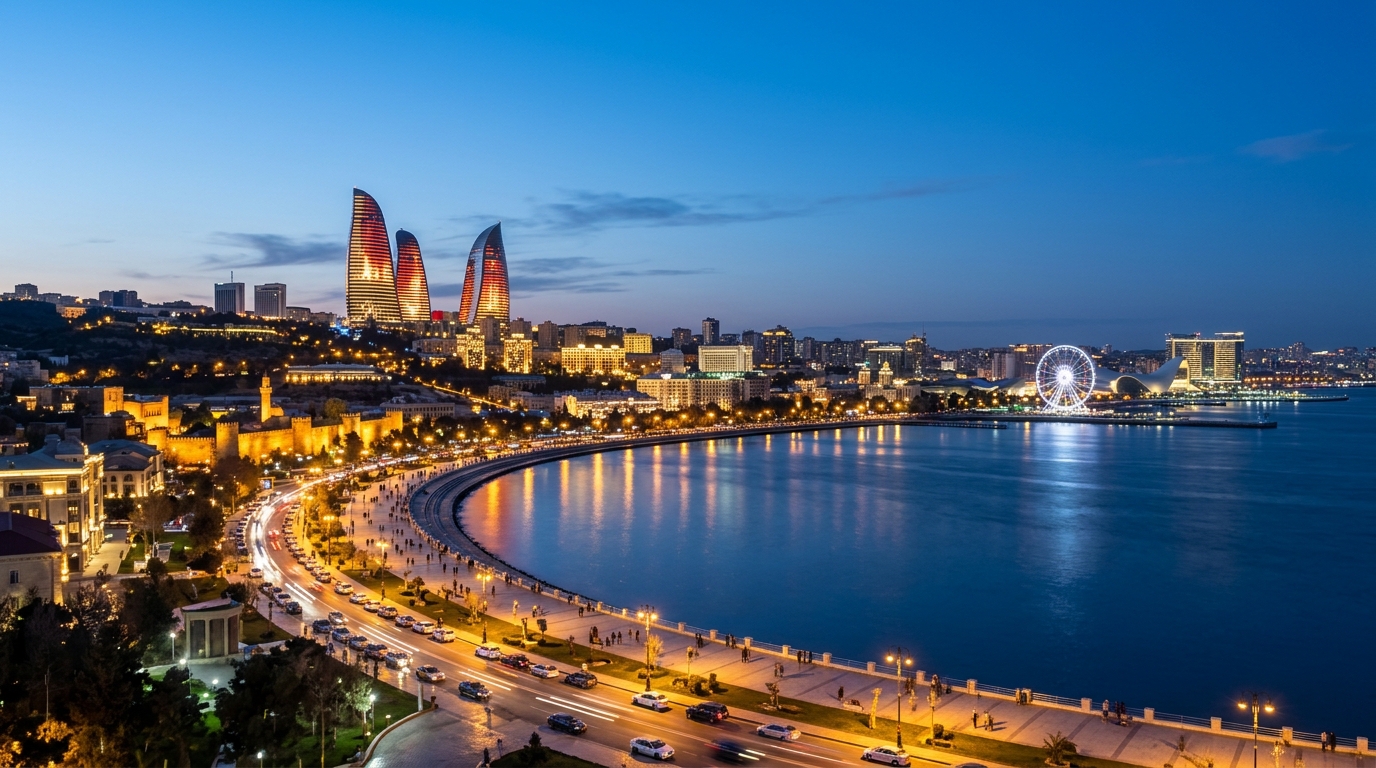 Baku Flame Towers and Caspian Promenade